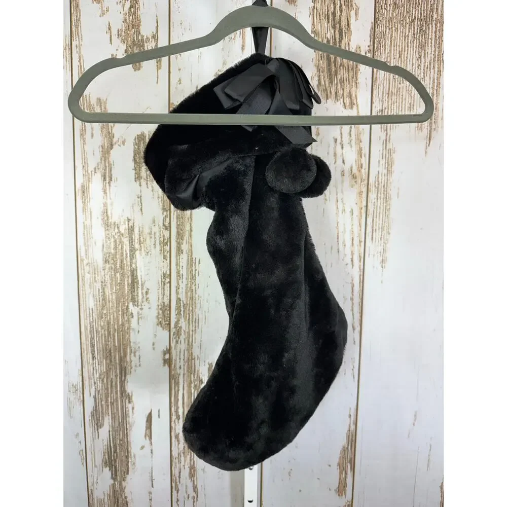 Victoria's Secret, Black Fuzzy Fluffy Christmas Stocking. Excellent condition!
